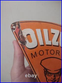 Vintage Oilzum Porcelain Metal Sign Gasoline Gas Oil Petroleana Advertising