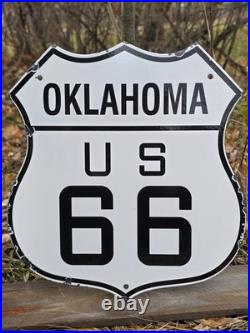 Vintage Oklahoma Route 66 U. S. Highway Road Porcelain Enamel Metal Sign 13 X 12