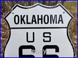 Vintage Oklahoma Route 66 U. S. Highway Road Porcelain Enamel Metal Sign 13 X 12