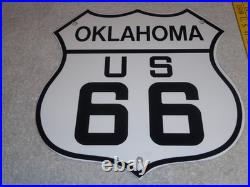 Vintage Oklahoma Route United States Us 66 11 3/4 Porcelain Metal Gas Oil Sign