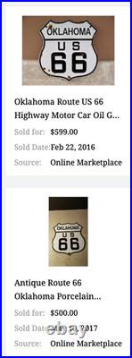 Vintage Oklahoma Route United States Us 66 11 3/4 Porcelain Metal Gas Oil Sign