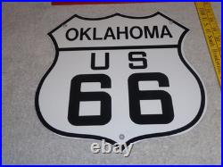 Vintage Oklahoma Route United States Us 66 11 3/4 Porcelain Metal Gas Oil Sign