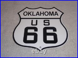 Vintage Oklahoma Route United States Us 66 11 3/4 Porcelain Metal Gas Oil Sign