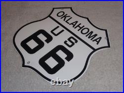 Vintage Oklahoma Route United States Us 66 11 3/4 Porcelain Metal Gas Oil Sign