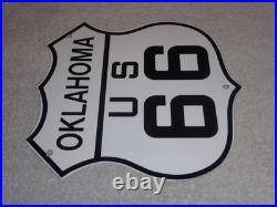 Vintage Oklahoma Route United States Us 66 11 3/4 Porcelain Metal Gas Oil Sign