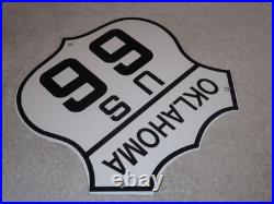 Vintage Oklahoma Route United States Us 66 11 3/4 Porcelain Metal Gas Oil Sign