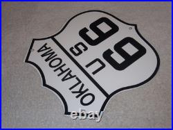 Vintage Oklahoma Route United States Us 66 11 3/4 Porcelain Metal Gas Oil Sign