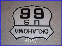 Vintage Oklahoma Route United States Us 66 11 3/4 Porcelain Metal Gas Oil Sign