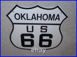 Vintage Oklahoma Route United States Us 66 11 3/4 Porcelain Metal Gas Oil Sign