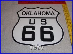 Vintage Oklahoma Route United States Us 66 11 3/4 Porcelain Metal Gas Oil Sign