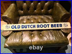 Vintage Old Dutch Root Beer Painted Metal Advertising Sign 33 x 3 Windmill Log