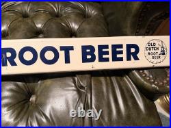 Vintage Old Dutch Root Beer Painted Metal Advertising Sign 33 x 3 Windmill Log