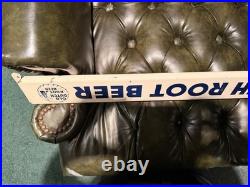 Vintage Old Dutch Root Beer Painted Metal Advertising Sign 33 x 3 Windmill Log
