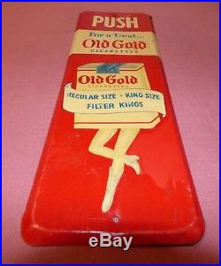 Vintage Old Gold Cigarettes Tobacco Embossed Metal Door Push Sign Advertising