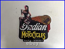 Vintage Old Indian Motorcycles Porcelain Gas Station Motorcycle Heavy Metal Sign