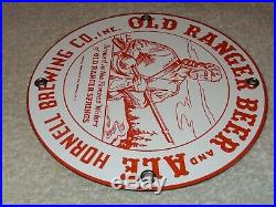 Vintage Old Ranger Beer Davy Crockett 7 Porcelain Metal Hornell New York Sign