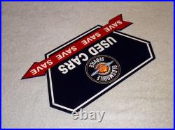 Vintage Oldsmobile Used Cars Arrow 12 Metal Earth Rings Truck Gasoline Oil Sign