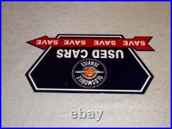 Vintage Oldsmobile Used Cars Arrow 12 Metal Earth Rings Truck Gasoline Oil Sign