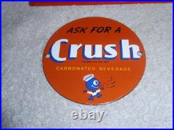 Vintage Orange Crush Beverage Crushy Sings Music 4 Porcelain Metal Soda Gas Sign