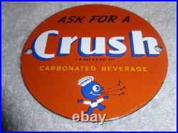 Vintage Orange Crush Beverage Crushy Sings Music 4 Porcelain Metal Soda Gas Sign