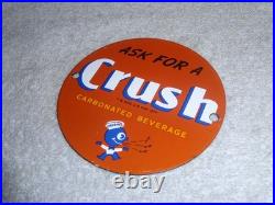 Vintage Orange Crush Beverage Crushy Sings Music 4 Porcelain Metal Soda Gas Sign