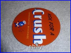 Vintage Orange Crush Beverage Crushy Sings Music 4 Porcelain Metal Soda Gas Sign