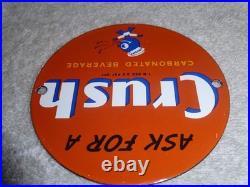 Vintage Orange Crush Beverage Crushy Sings Music 4 Porcelain Metal Soda Gas Sign