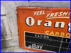 Vintage Orange Crush Embossed Score Board Tin Metal Sign October 1939 Baseball