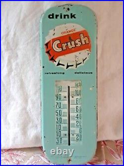 Vintage Orange Crush Original Metal Wall Thermometer