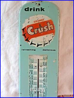 Vintage Orange Crush Original Metal Wall Thermometer