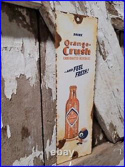 Vintage Orange Crush Porcelain Metal Sign Door Palm Push Oil Gas Soda Beverage