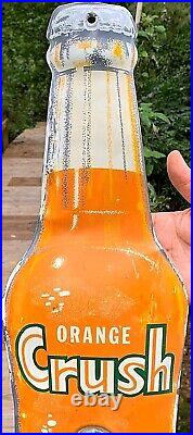 Vintage Orange Crush Soda Pop Metal Thermometer Sign With bottle shape 29 by 7