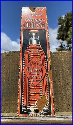 Vintage Orange crush soda bottle Porcelain Metal Sign Gas Station Pop Patina