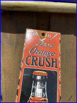 Vintage Orange crush soda bottle Porcelain Metal Sign Gas Station Pop Patina