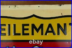 Vintage Original 1930s/1940s Heilemans Old Style Lager Beer Embossed Metal Sign