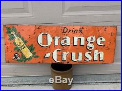 Vintage Original 1937 Orange Crush Embossed Metal Soda Pop Sign
