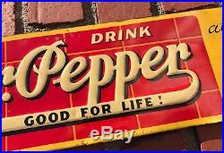 Vintage Original 1939 Dr Pepper Soda Pop Gas Station Metal Rare 19 1/2 Sign