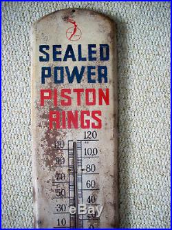 Vintage Original 1950's Sealed Power Piston Rings Advertising Metal Thermometer