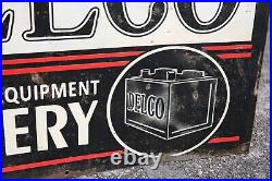Vintage Original 1950s DELCO BATTERIES metal Sign Service Station advertising