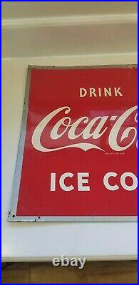 Vintage Original 1952 Drink Coca Cola Metal Sign 27X19 Soda Pop Advertising