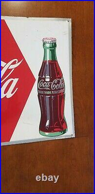 Vintage Original 1952 Drink Coca Cola Metal Sign 27X19 Soda Pop Advertising
