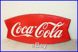Vintage Original 1960'S Coca Cola Fishtail Gas Station 26 Metal Sign