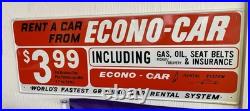 Vintage Original 1960's Econo-Car Metal Sign Gas Oil In Remarkable Condition