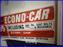 Vintage Original 1960's Econo-Car Metal Sign Gas Oil In Remarkable Condition