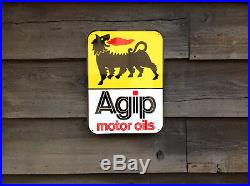 Vintage Original Agip motor oils Metal Garage Shop Parts Store Sign NOT REPRO