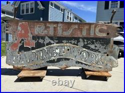 Vintage Original'Artistic Cabinet Works' Metal Art Neon Carpentry Trade Sign