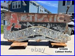 Vintage Original'Artistic Cabinet Works' Metal Art Neon Carpentry Trade Sign