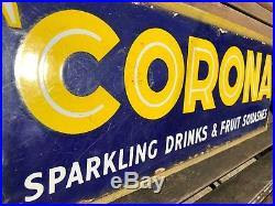 Vintage Original Corona Soft Drink Pop Shop Vendor Advertising Enamel Metal Sign