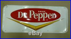 Vintage Original Dr. Pepper Embossed Metal Sign, 1950's