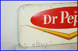 Vintage Original Dr Pepper Metal Sign 1950s 12'' x 28'' G 107